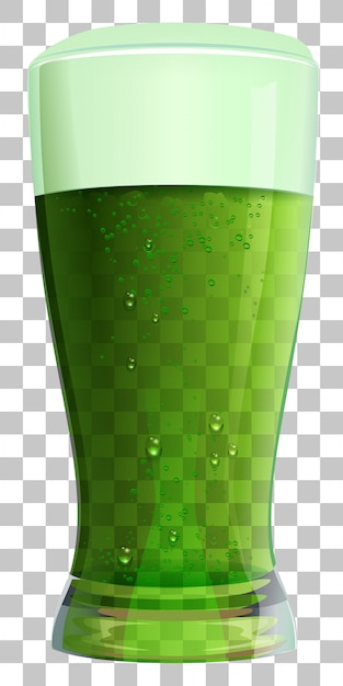 High glass of green irish beer