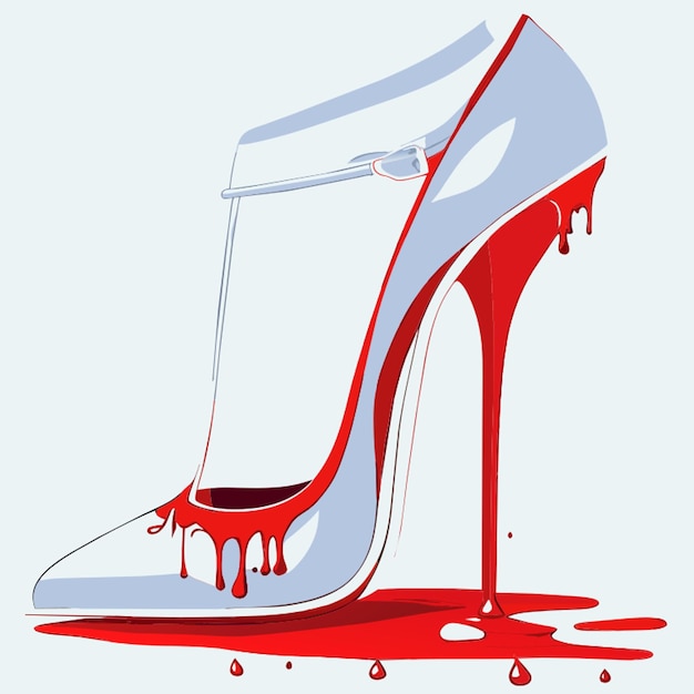 Vector high heel shoe dripping blood vector illustration flat 2