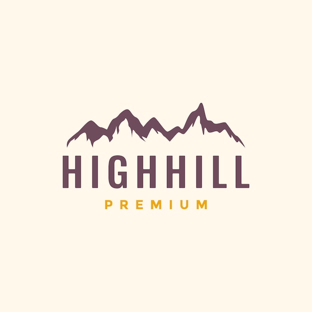 High hill stones rock mountain peak simple hipster logo design vector icon