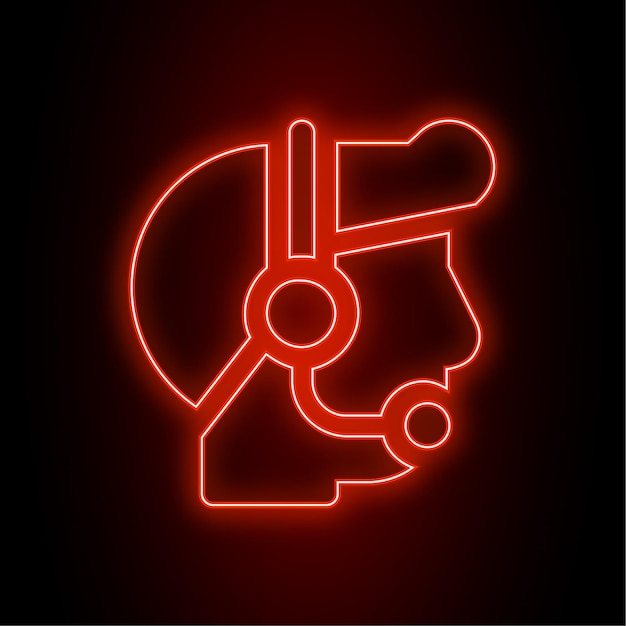 Vector high impact red neon customer service icon with dark background