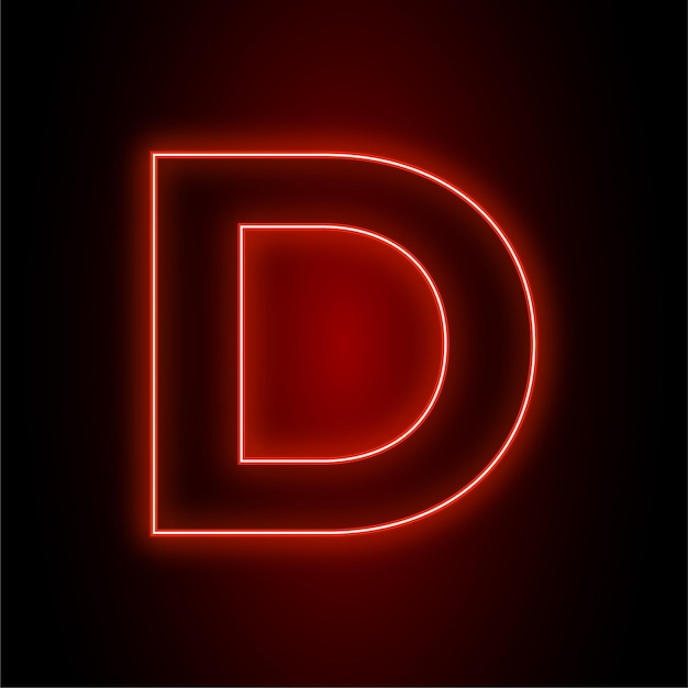 High Impact Red Neon Latter D Icon with Dark Background