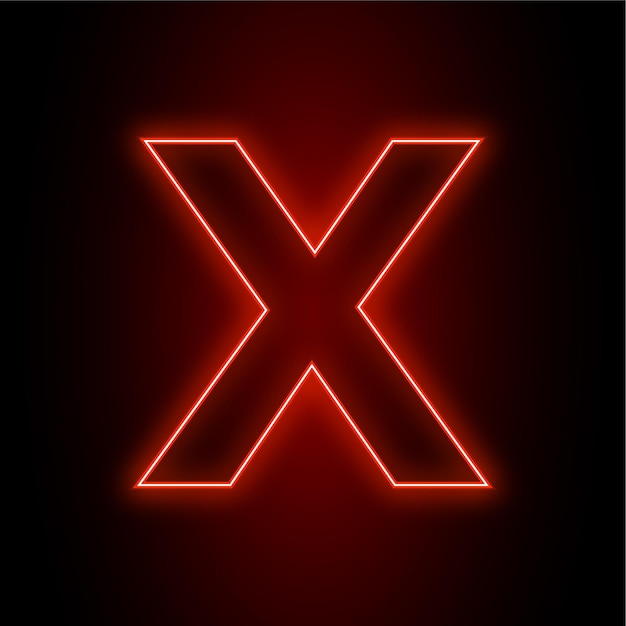 High Impact Red Neon Latter X Icon with Dark Background