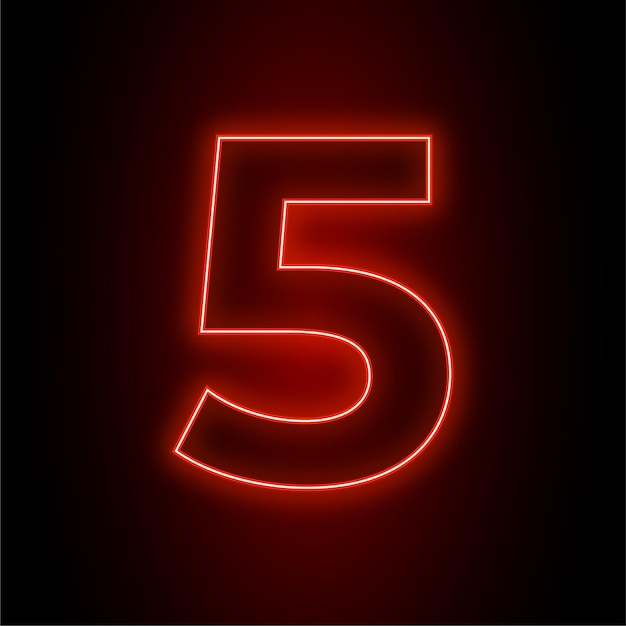 High Impact Red Neon Number 5 Icon with Dark Background