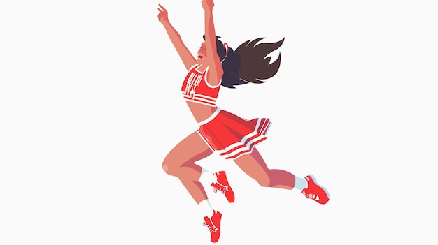 Vector high jump cheerleader isolated image