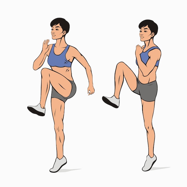 High knees warming exercise vector image