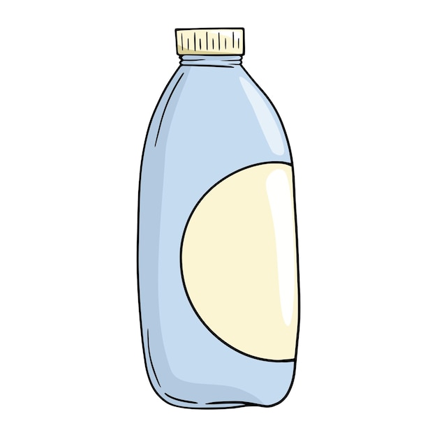 High light blue plastic milk bottle copy space cartoon vector