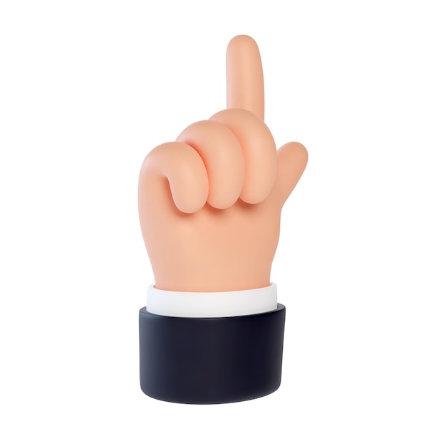 High quality 3D business hand gestures 3d hand in three quarters points index finger up