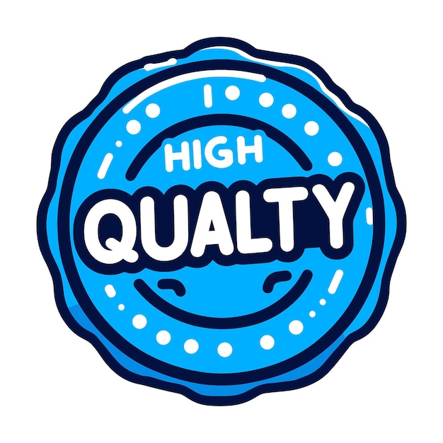 Vector high quality assurance seal in blue font vector illustration for premium products