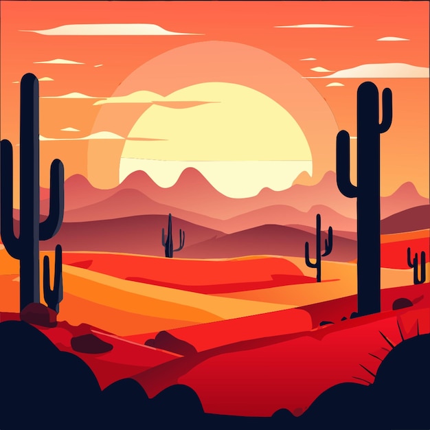 high quality ultra hd highly realistic desert landscape with mountains cactuses and red dry