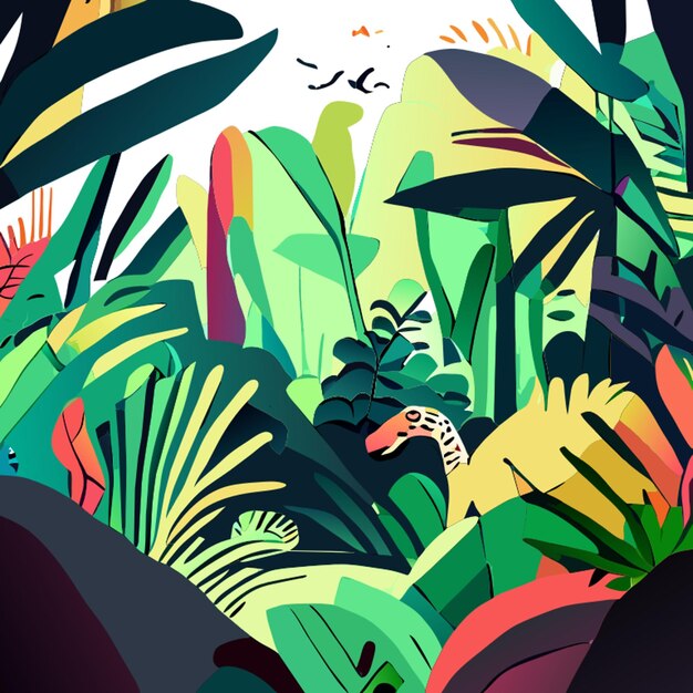 Vector high quality ultra hd highly realistic vector blank banner in the rainforest scene with wild