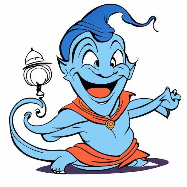 Vector high quality ultra hd highly realistic vector genie in aladdin cartoon character sticker vector