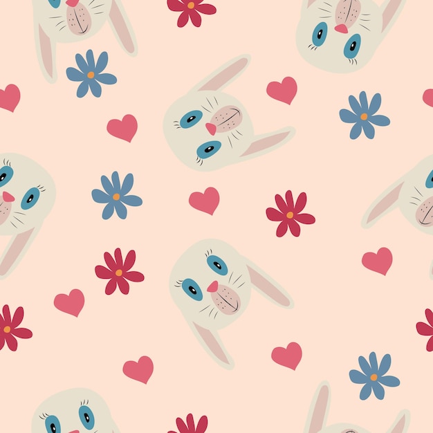 High quality vector seamless pattern Bunny faces