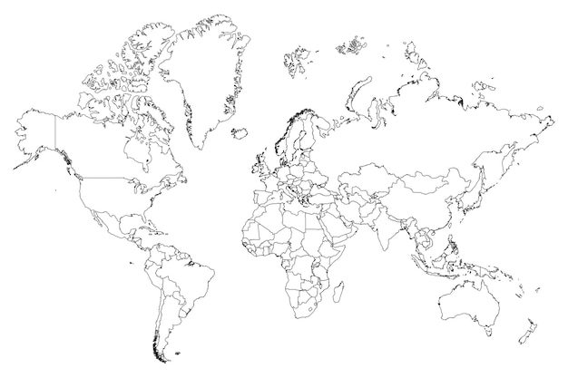 High resolution map of the world split into individual countries High detail world map