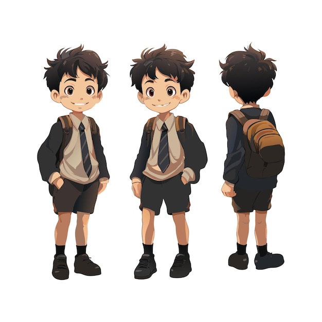 High school student in school uniform student character