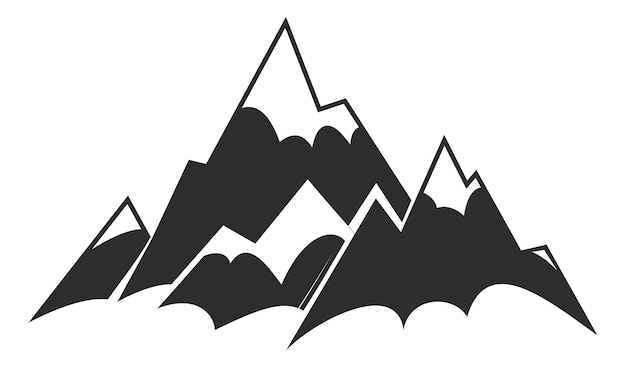 High snowy peak icon Mountain black silhouette