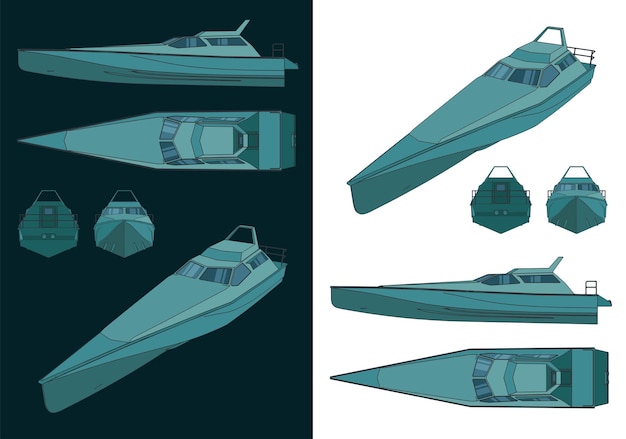 High speed patrol boat color drawings