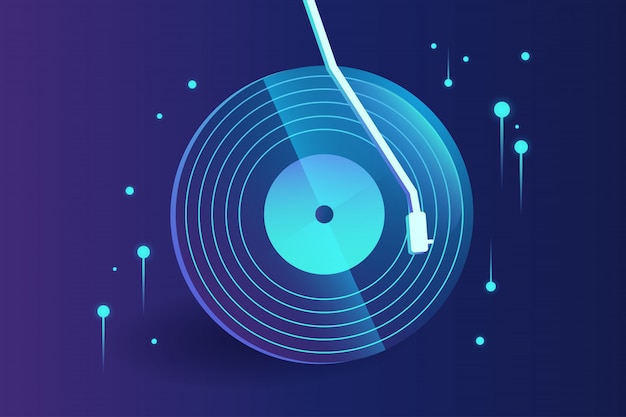 High-tech vinyl record music  abstract  with gradient