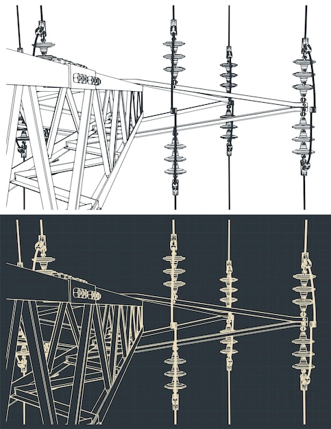 Vector high voltage line close up