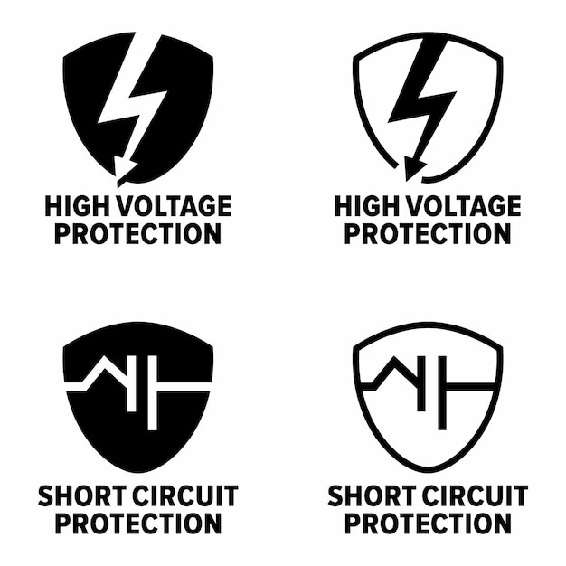 High voltage protection and Short circuit protection power system device information sign