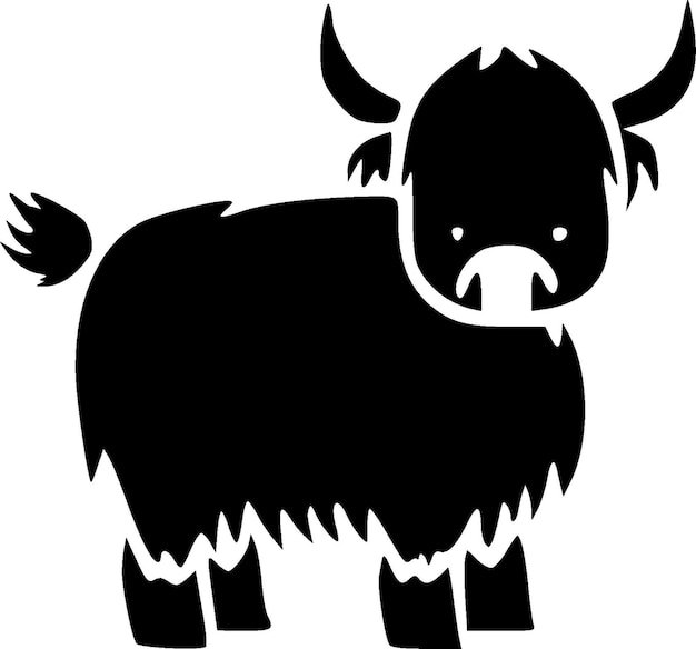 Highland Cow Black and White Vector illustration