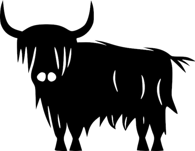 Highland Cow Black and White Vector illustration