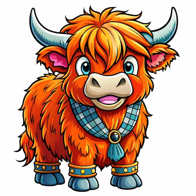 highland cute cow vector illustration cartoon