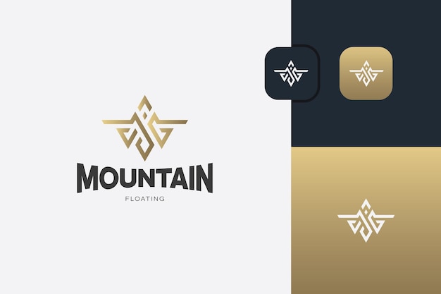 Highland Mountain Peak Hiking Vector Logo Concept