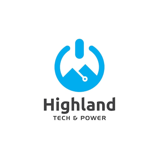 Highland teach power company with mountain symbol logo design template