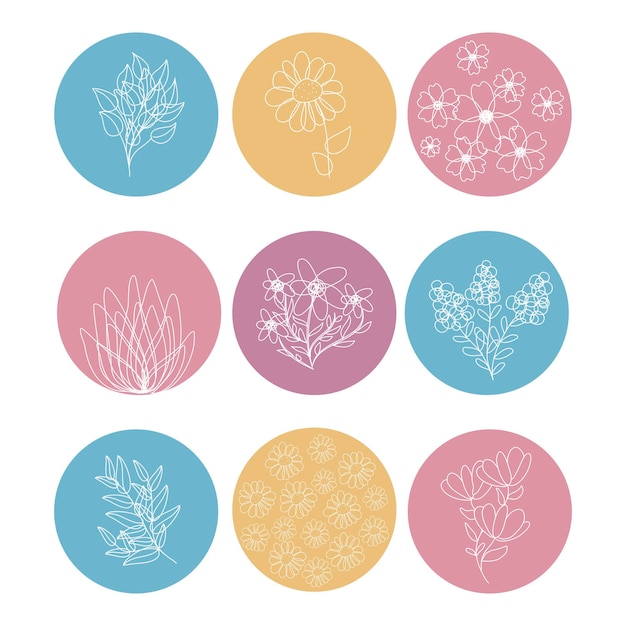 Highlight covers for social media stories floral botanical icons for social media  for wending