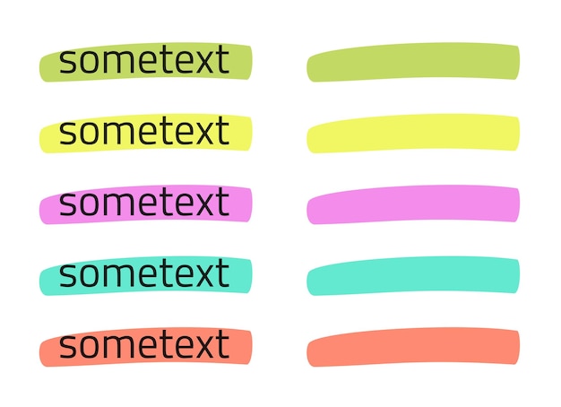 Highlight marker for text to mark yellow green element or felt tip pen paint stripe strikethrough