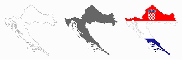 Highly detailed Croatia map with borders isolated on background