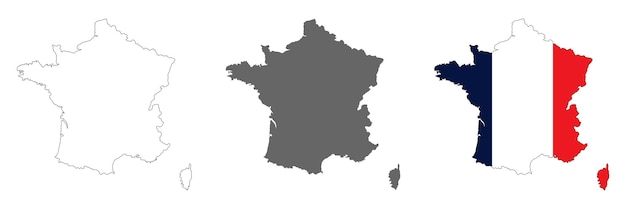 Highly detailed France map with borders isolated on background