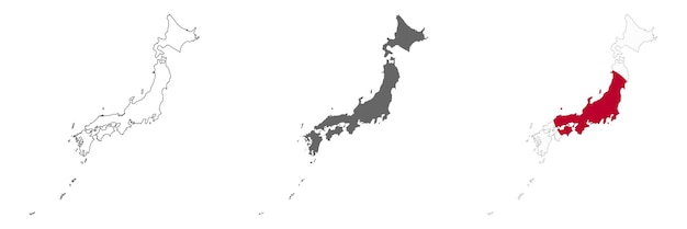 Highly detailed Japan map with borders isolated on background