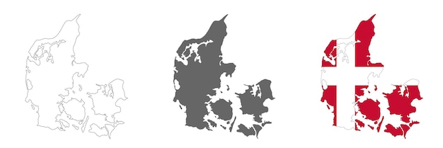 Highly detailed Kingdom of Denmark map with borders isolated on background