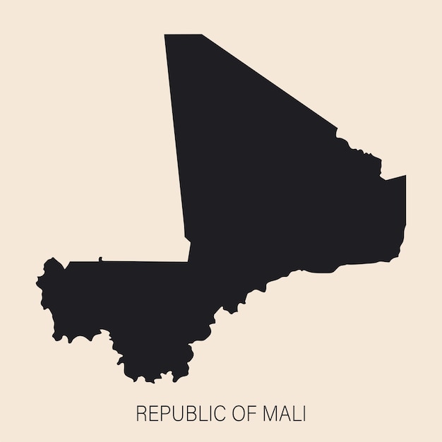 Highly detailed Mali map with borders isolated on background Simple icon