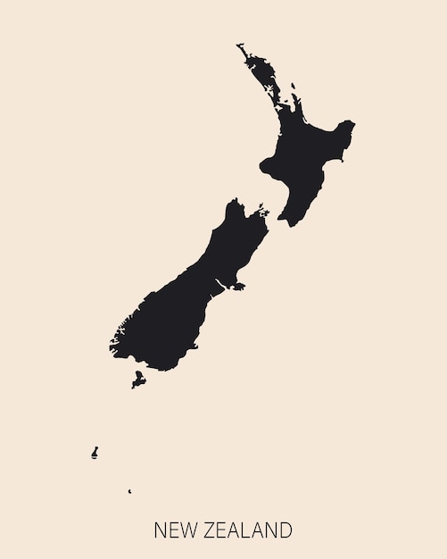 Highly detailed New Zealand map with borders isolated on background Simple icon