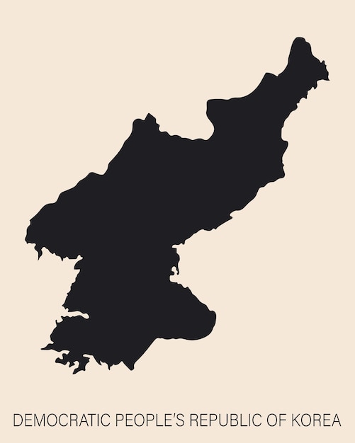 Highly detailed North Korea map with borders isolated on background Simple icon