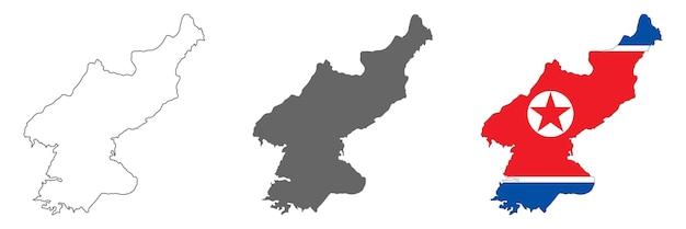 Highly detailed North Korea map with borders isolated on background