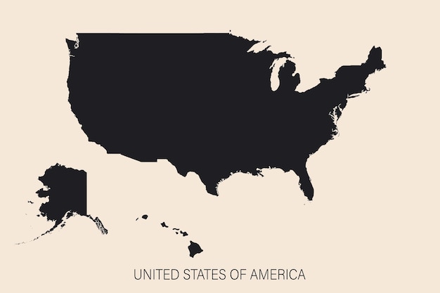 Highly detailed USA map with borders isolated on background Flat style