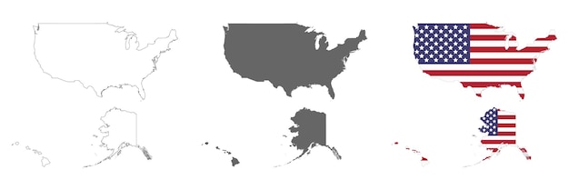 Highly detailed USA map with borders isolated on background