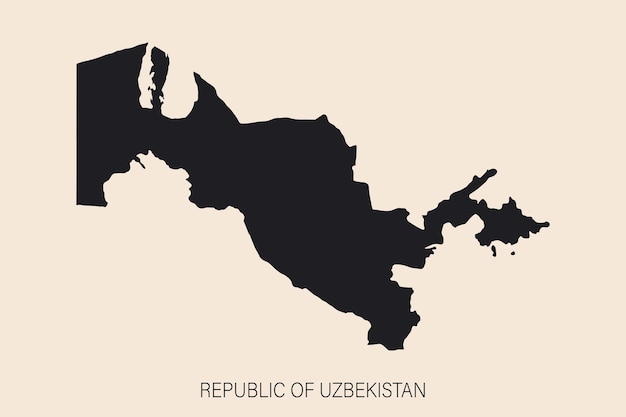 Highly detailed Uzbekistan map with borders isolated on background Flat style