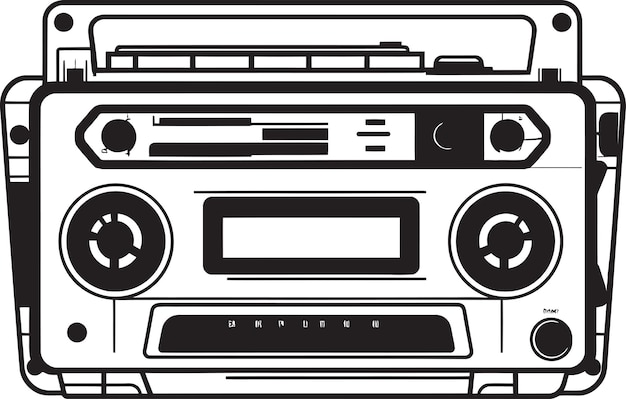 Highly Detailed Vector of a Classic Tape Deck with Reels and Control Knobs