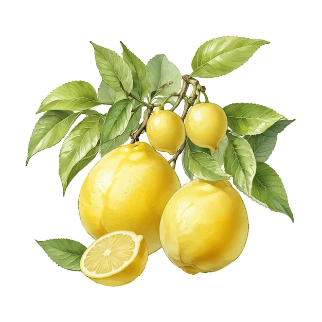 HighQuality Bearss Lemon wholebody fruit Old Engraved Vector Fruit