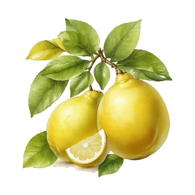 HighQuality Villafranca Lemon wholebody fruit Old Engraved Vector Fruit