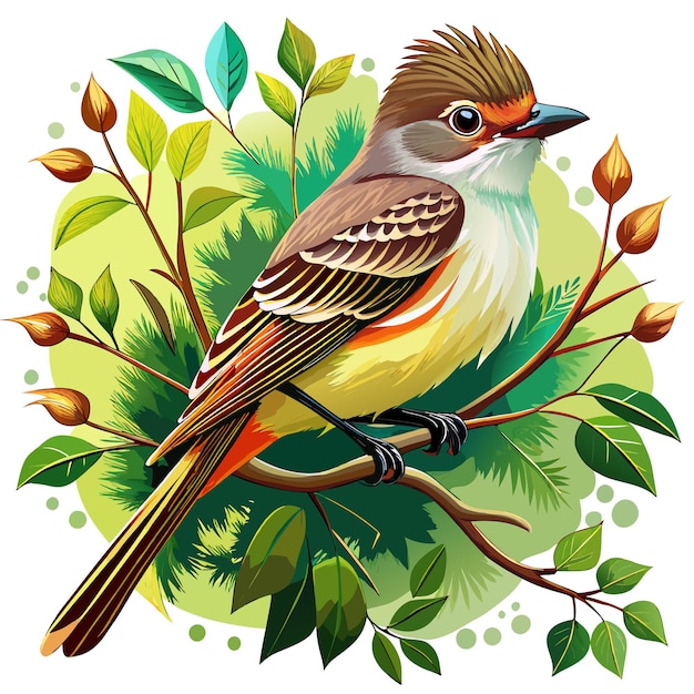 HighResolution Acadian Flycatcher TShirt Vector Artwork