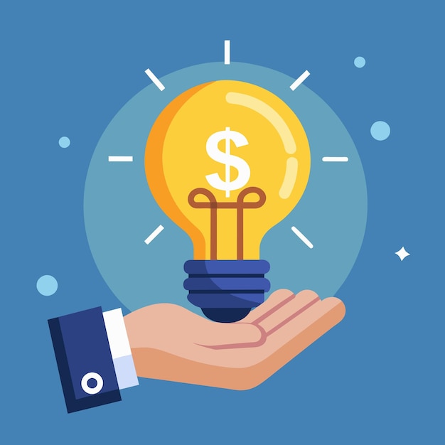 highresolution digital illustration depicting a hand holding a light bulb with a dollar symbol icon 6