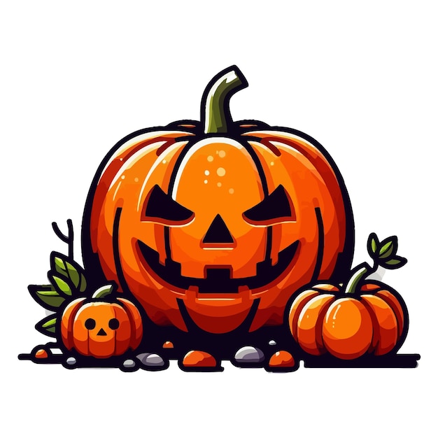 HighResolution Halloween Pumpkin Vector Clipart on a Clean White Background