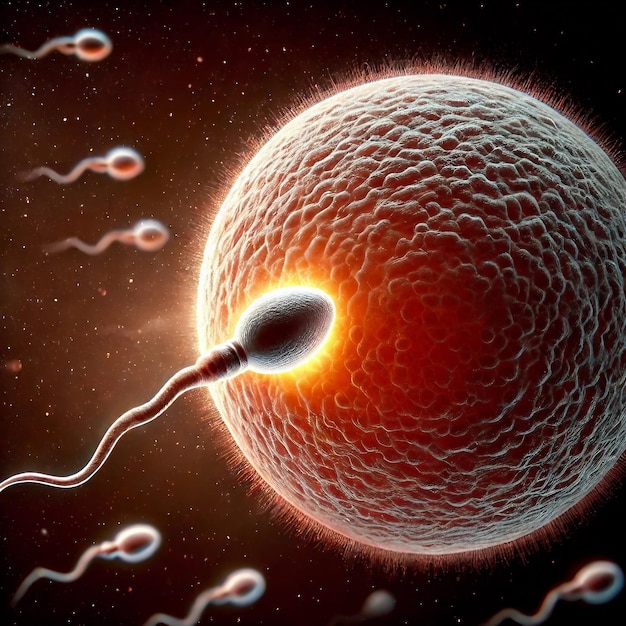 Highresolution image of a sperm cell fertilizing an egg