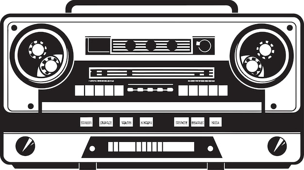 Vector highresolution vector artwork of a retro tape deck with detailed analog components