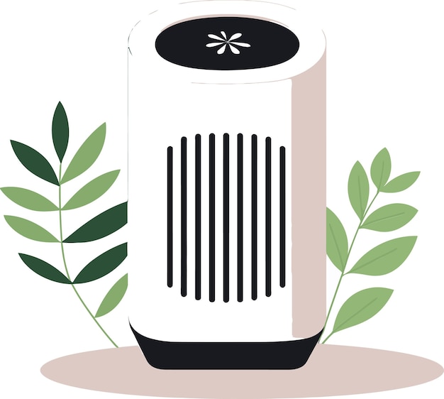 Vector hightech air purifier vector illustration with user interface elements